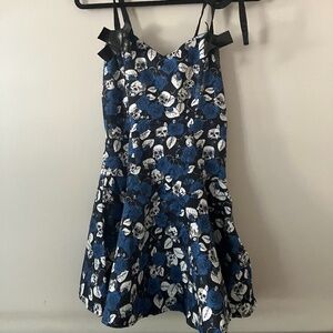 dr faust goth gothic blue roses skulls mini dress size S pre-owned